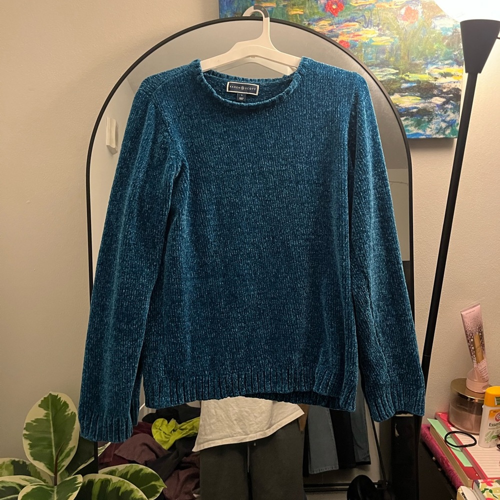 Karen Scott Teal Chenille Women's Sweater